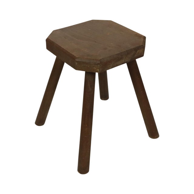Brutalist Rustic Wood Milk Stool For Sale - Image 6 of 15