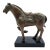 Late 20th Century Chinese Tang-Style Patinated Metal Horse Sculpture on Black Plinth For Sale