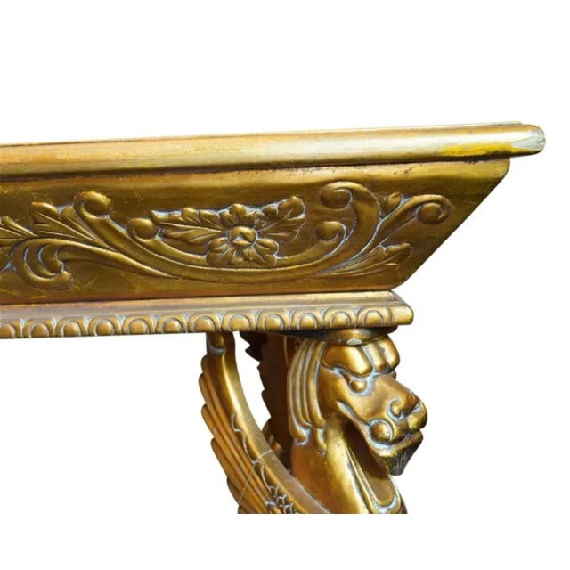 Mid 20th Century Gilt Wood & Rouge Marble Table For Sale - Image 4 of 13
