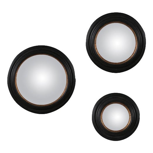 Flemish Style Round Convex Witch Mirrors, 19th Century, Set of 3 For Sale