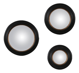 Flemish Style Round Convex Witch Mirrors, 19th Century, Set of 3