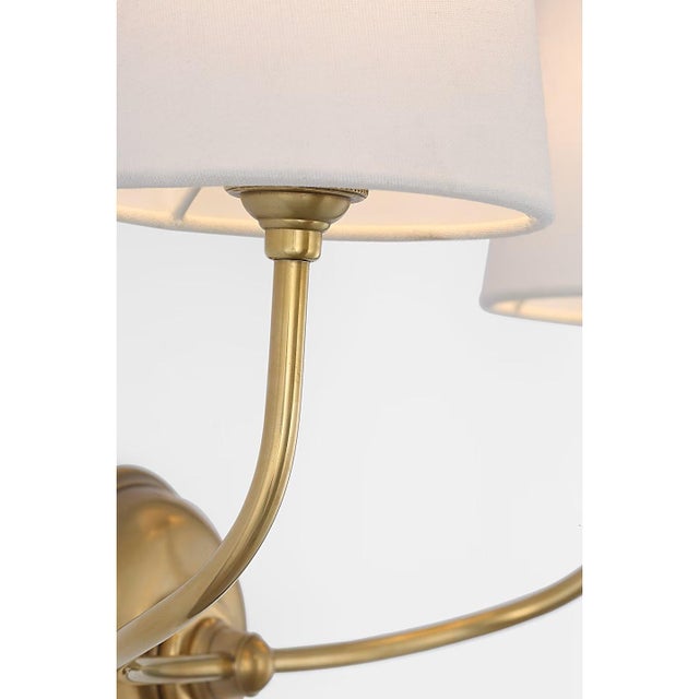 Thomas O'Brien for Visual Comfort Signature Vendome 16" Cordless Double Sconce in Hand-Rubbed Antique Brass with Linen Shades For Sale - Image 10 of 12