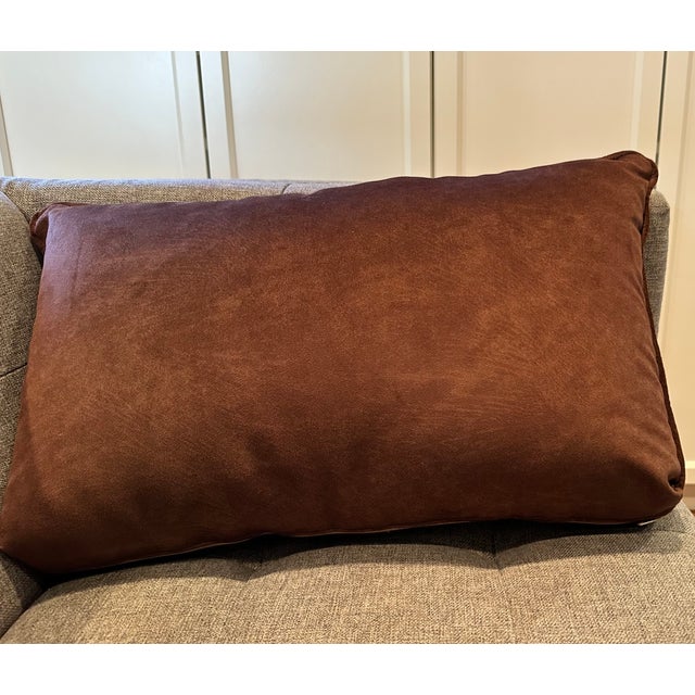 Vintage Schumacher Épingle velvet oblong pillow with silk-braid trim and tassel. It measures 24 inches by 14 inches. It...