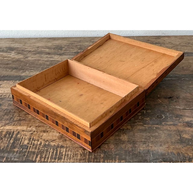 Brown Vintage Moroccan Wood Inlay Box For Sale - Image 8 of 12