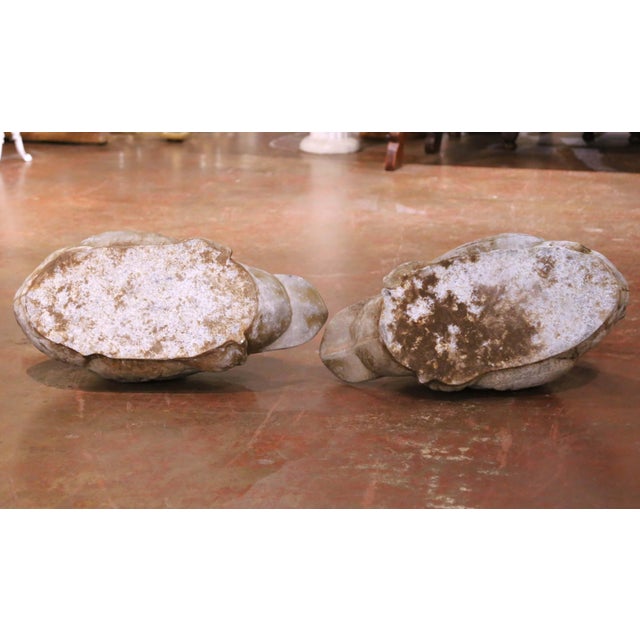 Pair of Mid-Century French Cast Metal Swan Garden Planters With Patina and Gilt For Sale - Image 10 of 10