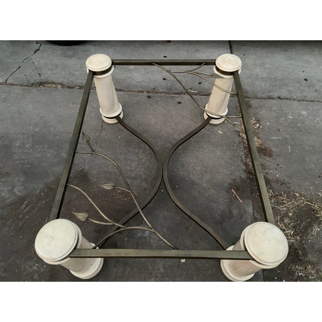 White Vintage MCM Modern Glass Steel and Stained Wood Cocktail Coffee Table For Sale - Image 8 of 18