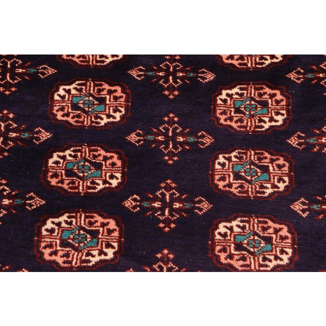 1990s Tribal Bokhara Blue/Blue Hand Knotted Wool Rug For Sale - Image 5 of 9
