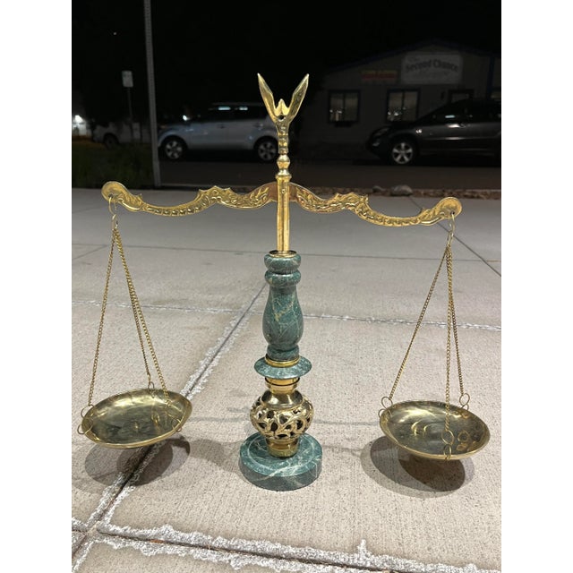1940s Circa 1940s Japanese Bronze & Marble Scales of Justice - a Pair For Sale - Image 5 of 13