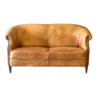 Dutch Sheep’s Leather Settee For Sale