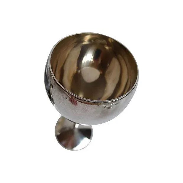 Mid-Century Modern Vintage Silver & Glass Wine Serving Set of 4 For Sale - Image 3 of 7