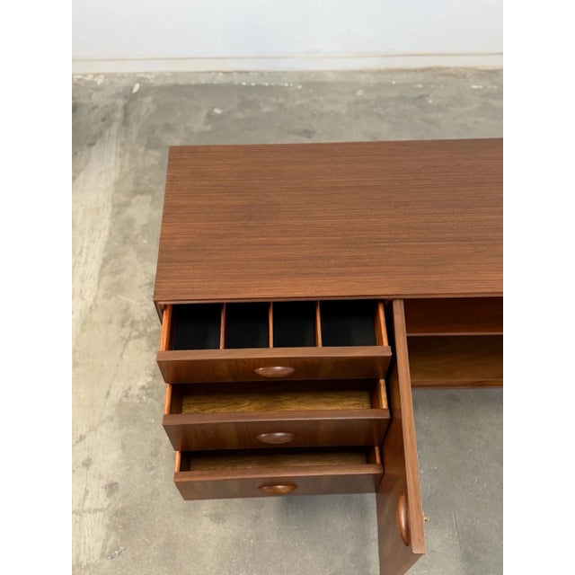 W78.5 D20 H31 Fully restored in excellent condition 1960’s Scandinavian style teak wood sideboard. Featuring three drawers...