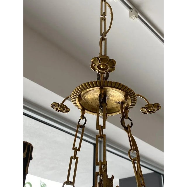 Antique French Empire Chandelier in Patinated Bronze and Gold Dore For Sale - Image 4 of 13