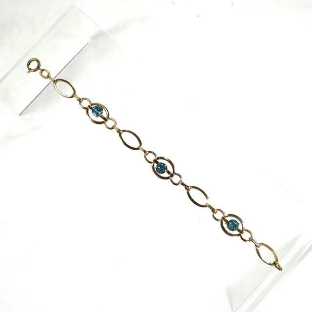 Traditional Vintage Designer Gold Sterling Aquamarine Bracelet 1940s For Sale - Image 3 of 7