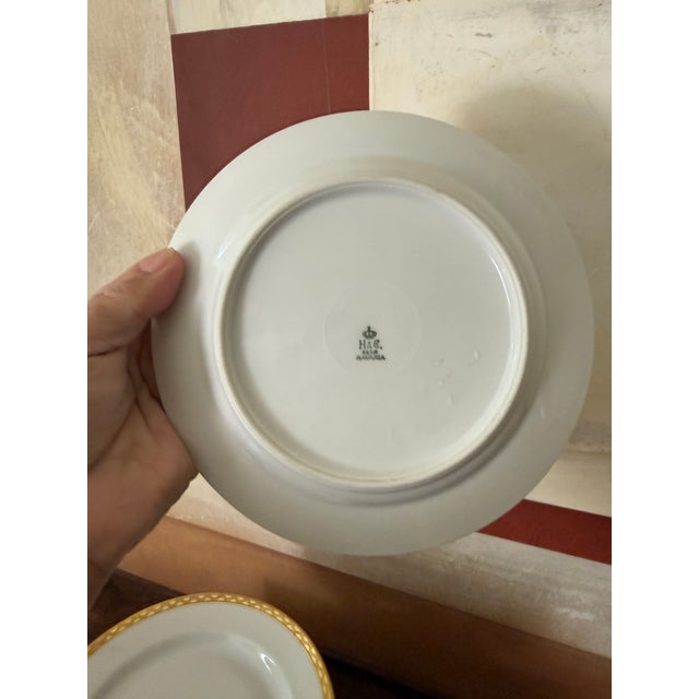 1960s Set of Eleven (11) H&c Selb Bavaria Gold Rim Porcelain Luncheon Plates For Sale - Image 4 of 12