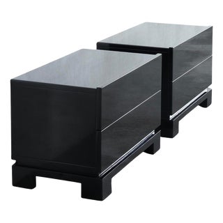 Black Lacquered High Gloss Cabinets by Emiel Veranneman, Belgium, 1980s, Set of 2 For Sale