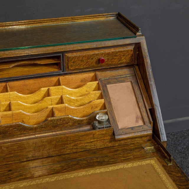Early 20th Century Carved Oak Bureau For Sale - Image 4 of 18