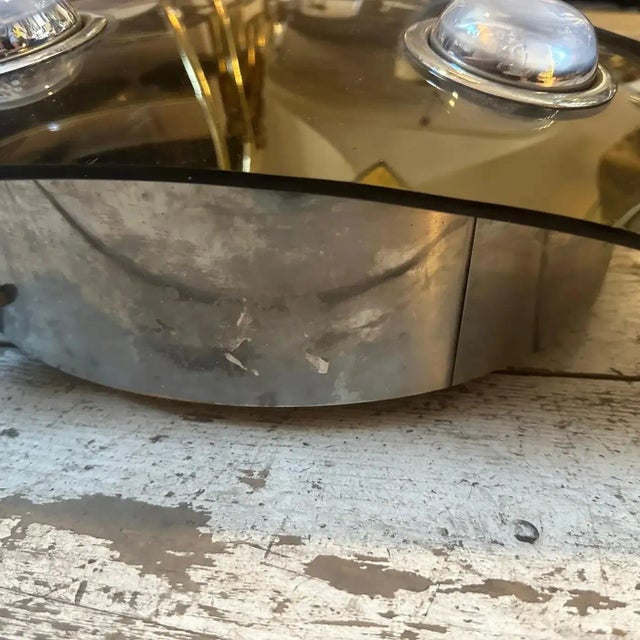 Greige A 1970s Space Age Square Smoked Mirrored Glass Italian Ceiling Light by Veca For Sale - Image 8 of 10