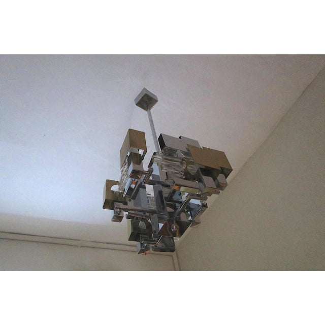 Italian Modern Cubist Chandelier by Gaetano Sciolari, 1960s For Sale - Image 5 of 9