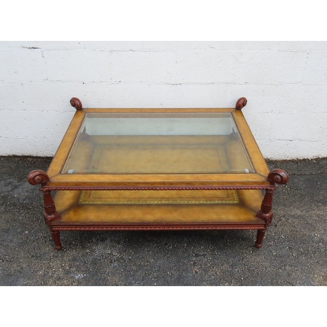 Maitland Smith Glass Top and Leather Cocktail Coffee Table 6333 For Sale - Image 15 of 15