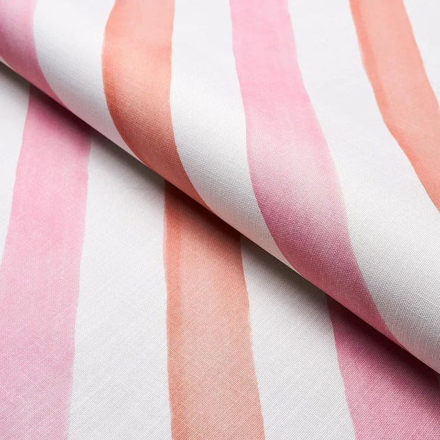 Schumacher Sample - Schumacher Seaside Stripe Indoor/Outdoor Fabric in Sorbet For Sale - Image 4 of 5