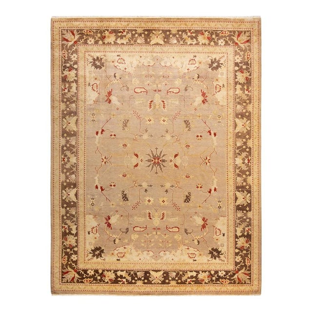 Beige Eclectic, One-of-a-Kind Hand-Knotted Area Rug in Beige, 9' 2" x 12' 0" For Sale - Image 8 of 8