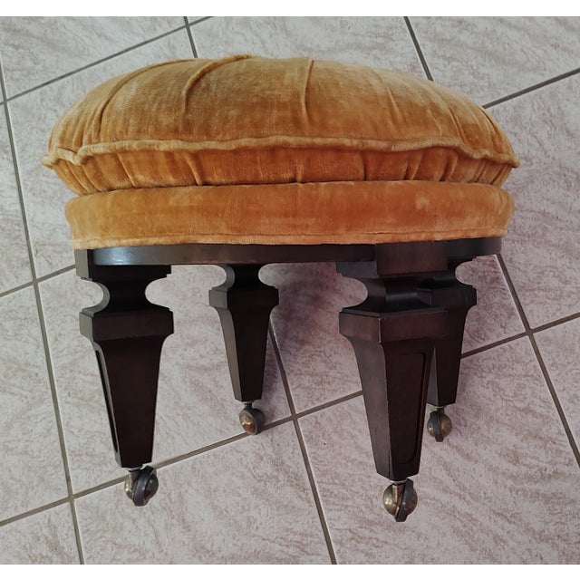 1960s Albright and Zimmerman MCM Rosette Footstool For Sale - Image 5 of 9