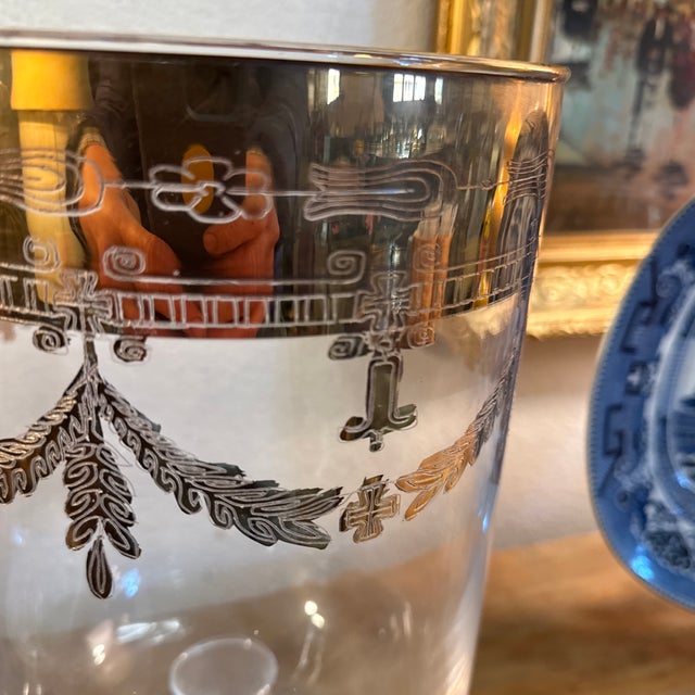 1940s Hand Blown Glass Gold Leaf Hurricane Candle Holder For Sale - Image 4 of 9