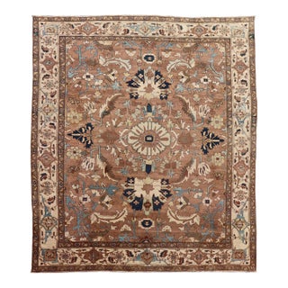 Antique Persian Serapi Rug With Grand Medallion and Expansive Botanical Design For Sale
