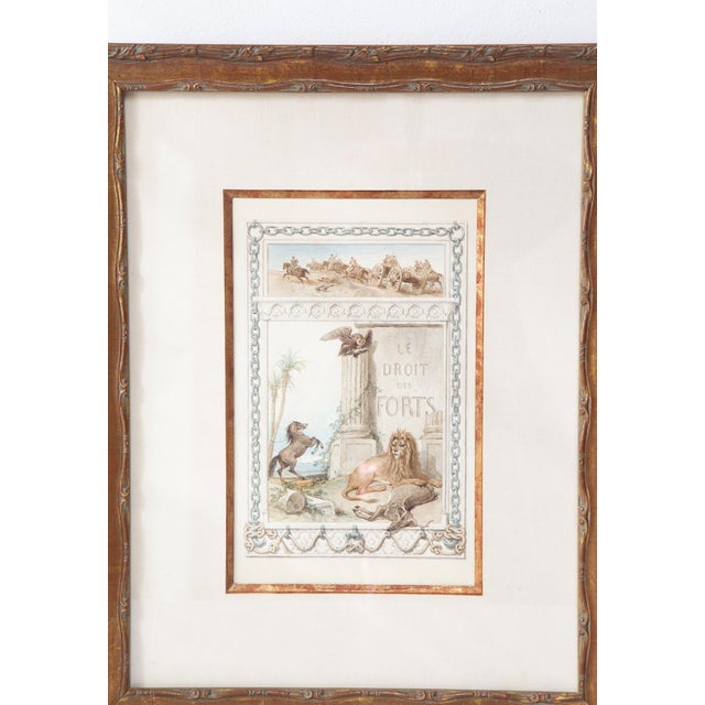 Measurements: 28 x 17.5 cm (view). 49 x 38.5 cm (frame). Exceptional original watercolor by François-Fortuné-Antoine...