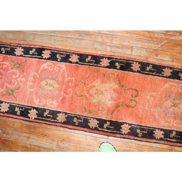 1930s Narrow Antique Orange Tibetan Runner - 1'7" x 7'6" For Sale - Image 5 of 9
