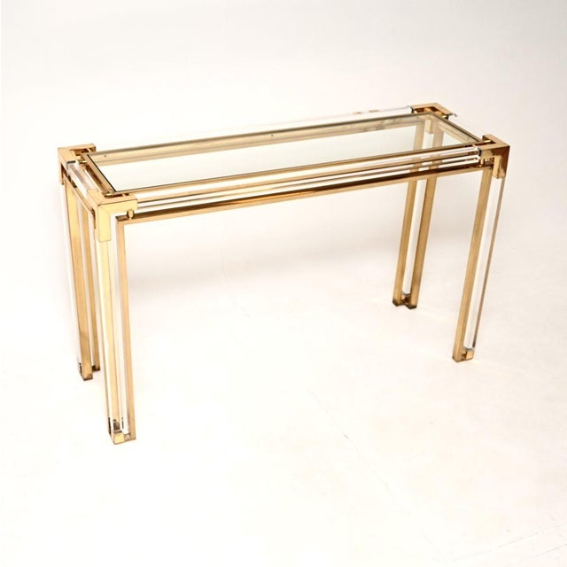 Vintage Italian Acrylic and Brass Console Table, 1970 For Sale - Image 11 of 11