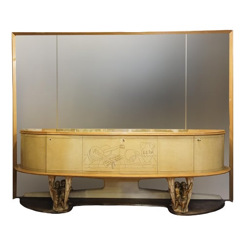 Sideboard with Large Mirror by Canturini Artisans For Sale
