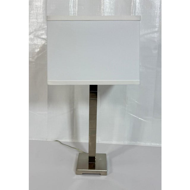 Metal Marian Jamieson "Cube" Table Lamp Polished Nickel Modernist Design For Sale - Image 7 of 17