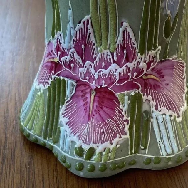 1920s Antique Nippon Moriage Cream Pitcher With Bearded Iris, Circa 1920 For Sale - Image 5 of 12