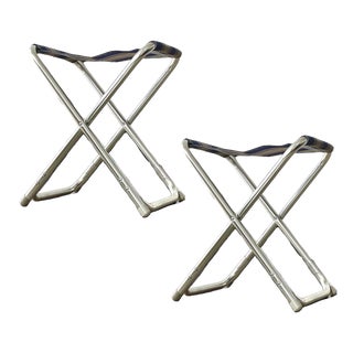 Vintage Folding Stools, Denmark, 1970s, Set of 2 For Sale