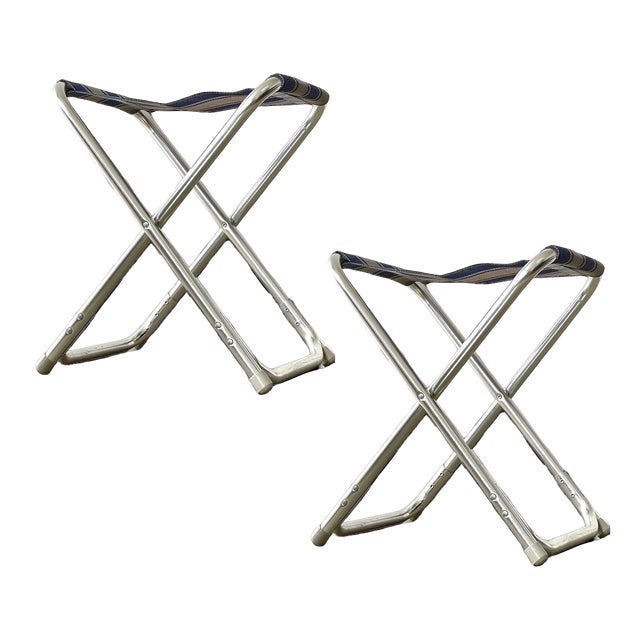 Vintage Folding Stools, Denmark, 1970s, Set of 2 For Sale