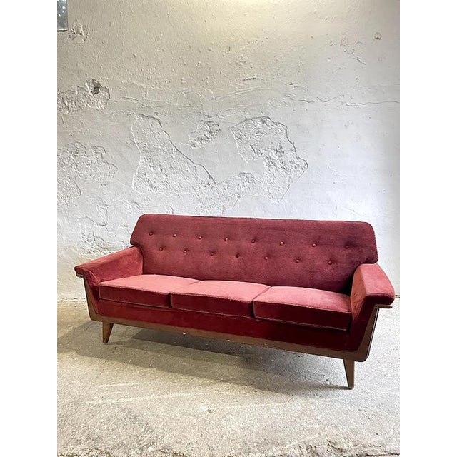 Mid-Century Modern Swedish Velvet 3-Seater Sofa, 1950s-1960s For Sale - Image 12 of 15
