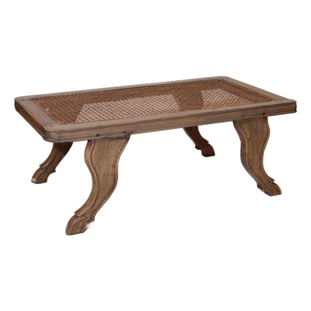 Anglo-Indian Teak and Caned Bench For Sale