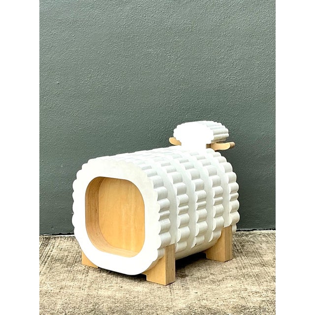 Vintage Sculptural Wood Sheep Low Stool For Sale - Image 11 of 13