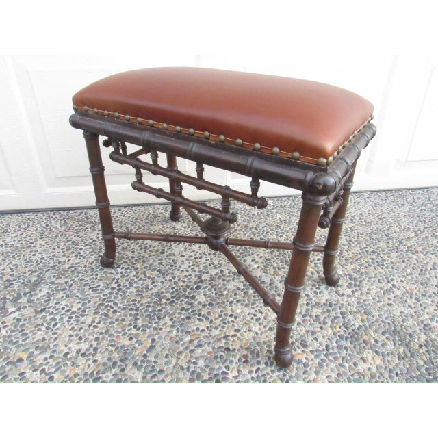 Antique French Faux Bamboo Stool For Sale - Image 12 of 17