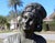 Vintage Life-Size Victorian Mother & Child Garden Sculpture With Bronze Faces, Hands & Upper Body – Garden Bench Statue With Basket Planter, 1980s For Sale - Image 10 of 18