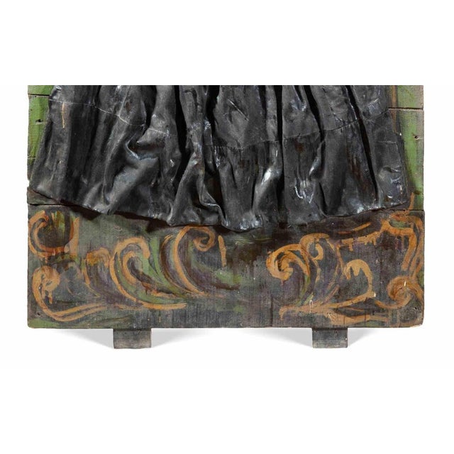 Mixed media on wooden panels realized by Marisa Busanel in 1970s. Painted wood panel with applied sculptural dress element...