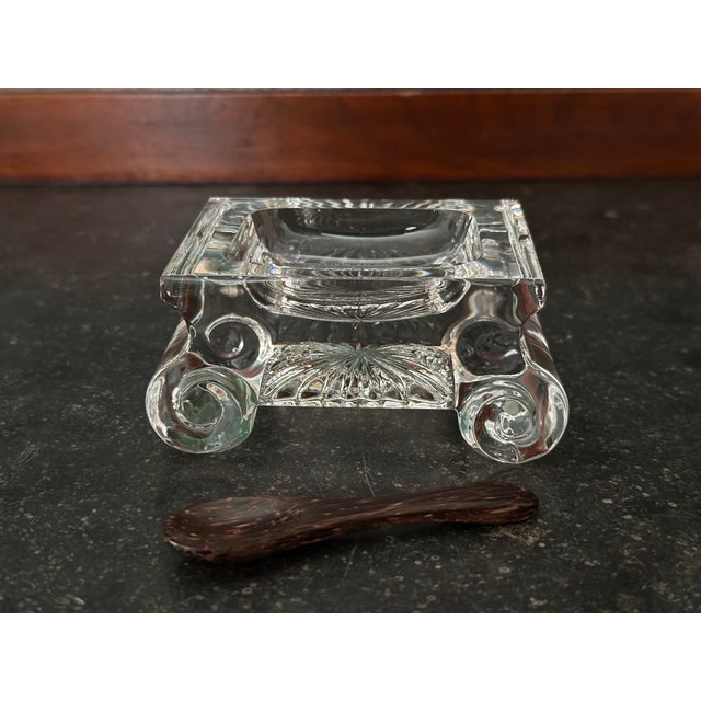 1990s William Yeoward June Crystal Salt Cellar With Wooden Spoon For Sale - Image 14 of 15