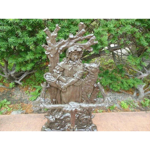 Cast Iron Umbrella Stand of Red Riding Hood For Sale - Image 4 of 10
