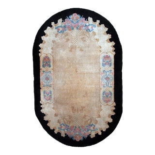 1920s Handmade Antique Art Deco Chinese Rug 4.10' X 8' For Sale