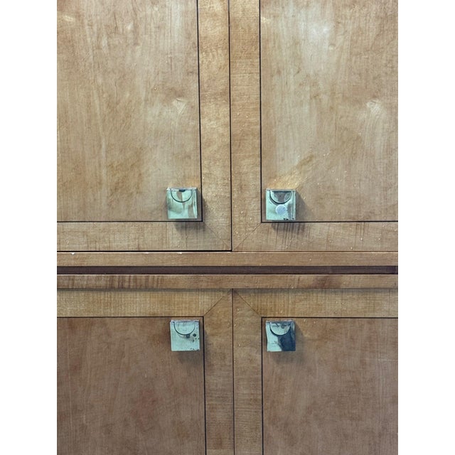 Hickory White Hickory-White Blonde Wood Armoire Wardrobe With Pediment Crown For Sale - Image 4 of 11