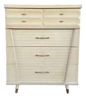 Mid-Century Modern Tall Dresser With Art Deco Influence