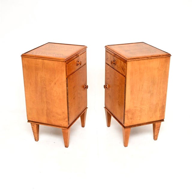 Wood Vintage Swedish Satin Birch Bedside Cabinets, 1950s, Set of 2 For Sale - Image 7 of 14