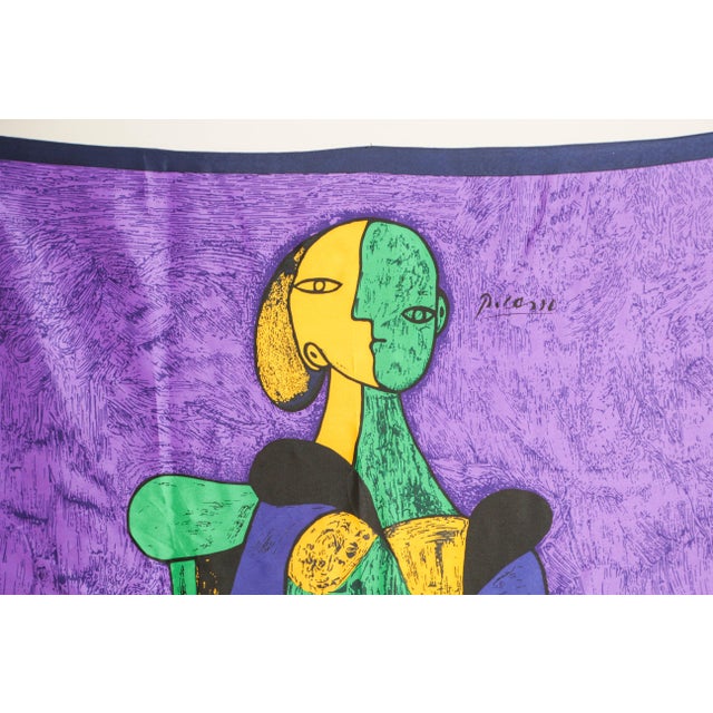 Cubism Vintage French Scarf after Pablo Picasso Cubist Portrait of "Femme Assise 1980s For Sale - Image 3 of 12
