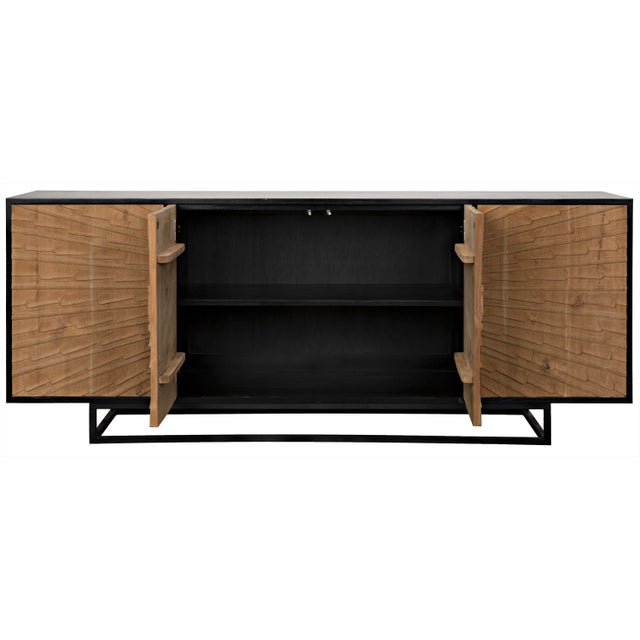 NOIR Ra Sideboard, Hand Rubbed Black With Teak For Sale In Los Angeles - Image 6 of 11